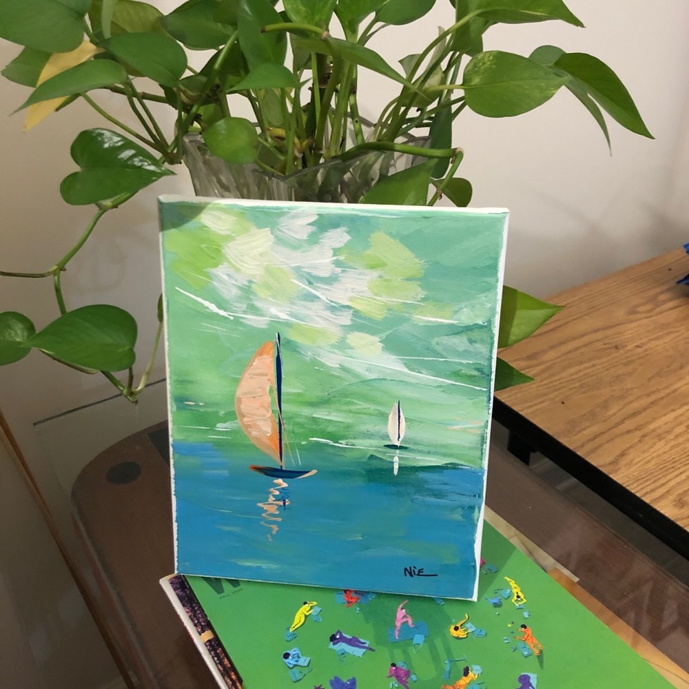 “Happy Sail” , Original painting 10x8 ,